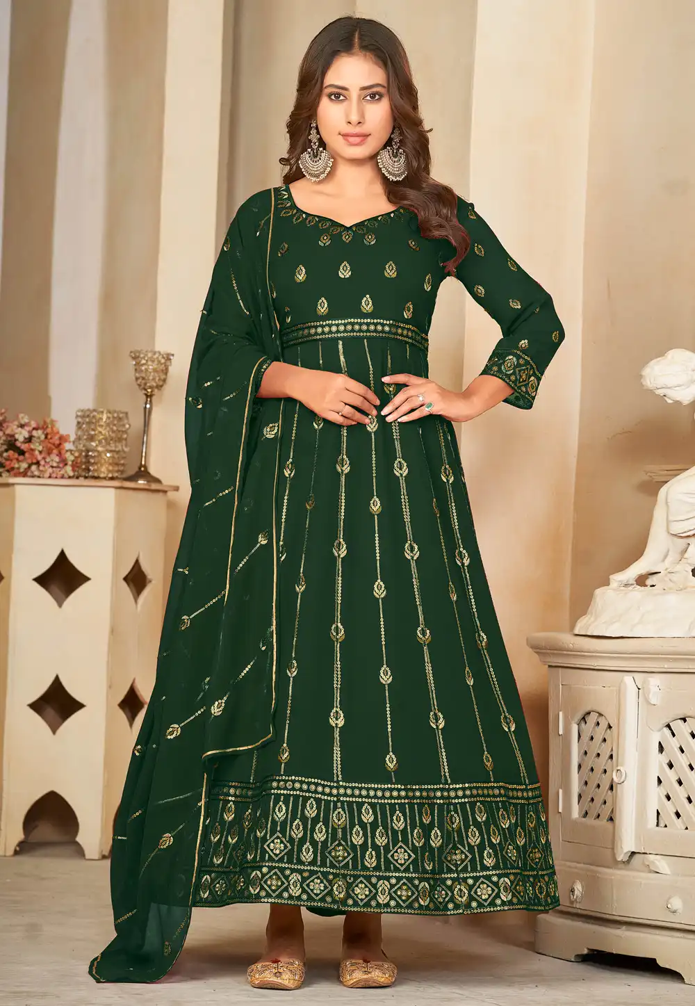 Green Georgette Anarkali Suit 282444