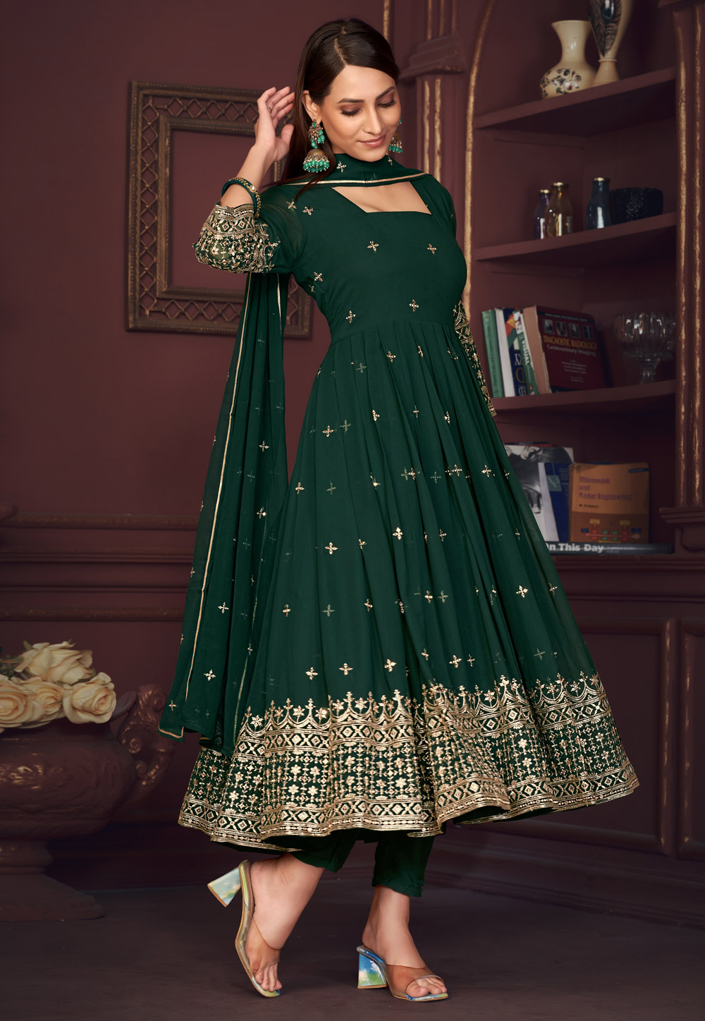Green Georgette Anarkali Suit 283652