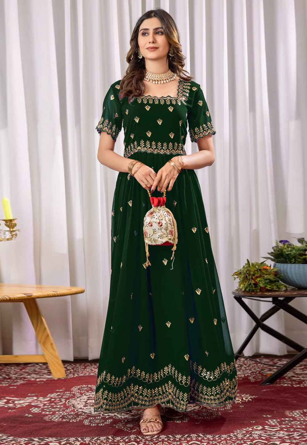 Green Georgette Gown 308331