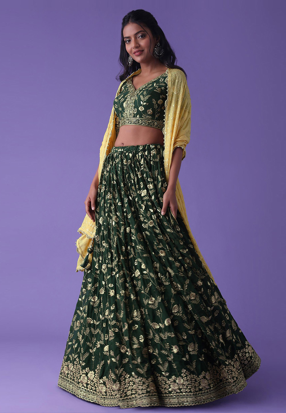Green Georgette Lehenga Choli 311524