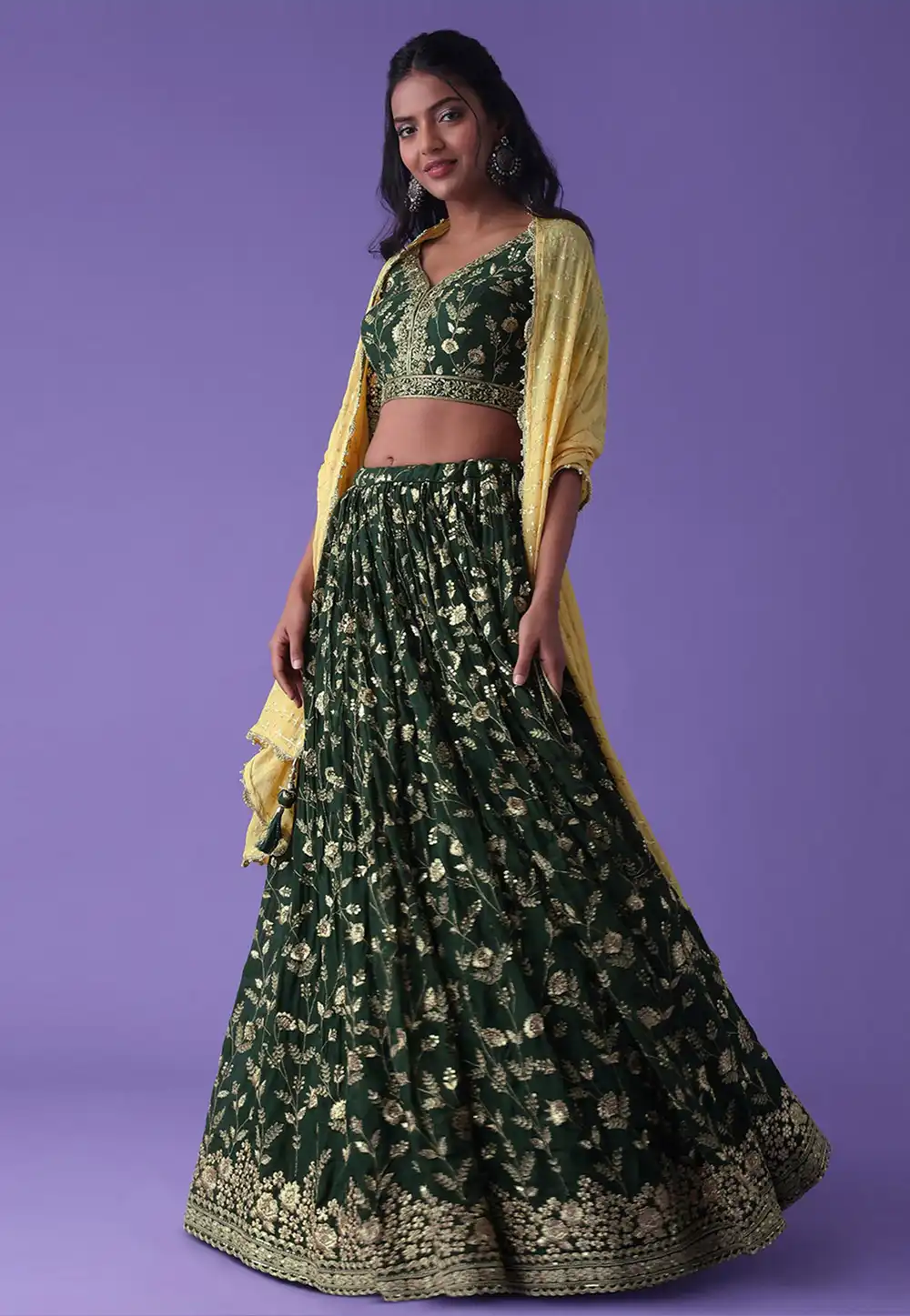 Green Georgette Lehenga Choli 311524