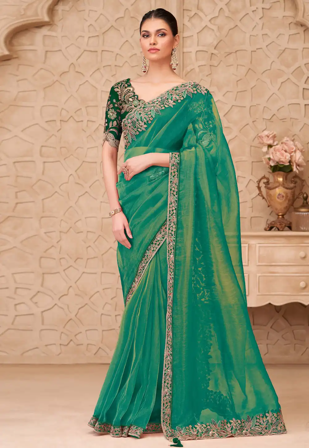 Green Georgette Saree With Blouse 325690