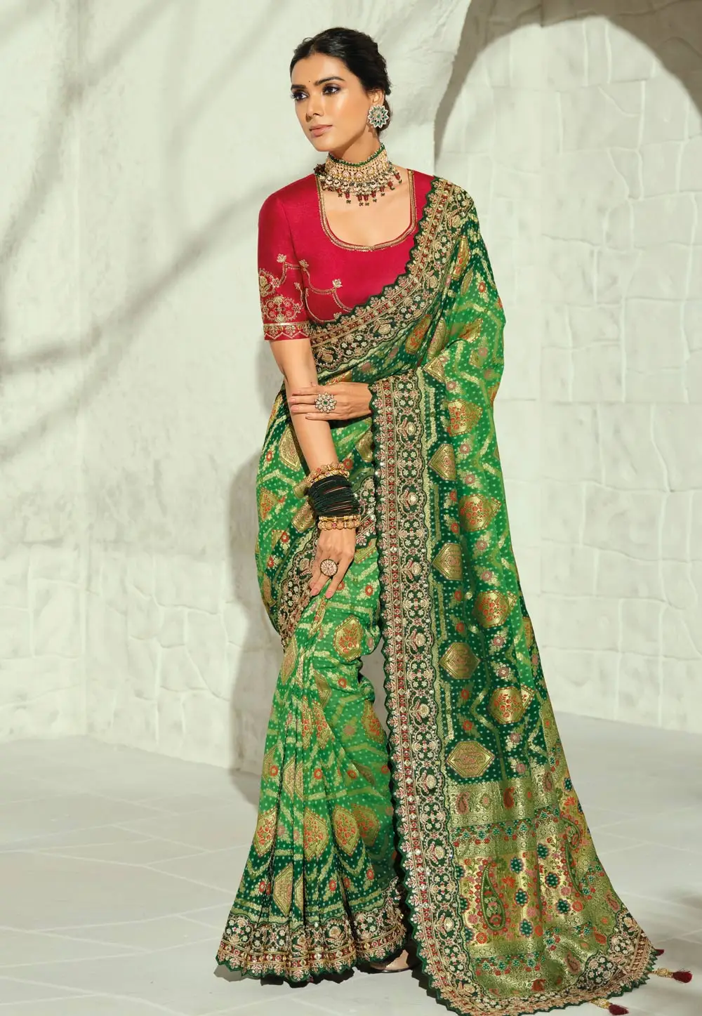Green Georgette Saree With Blouse 336344