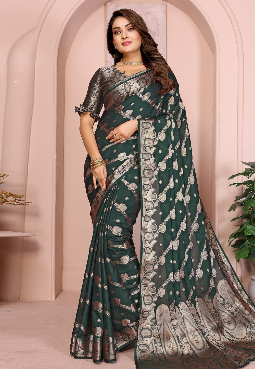 Green Georgette Saree With Blouse 312280
