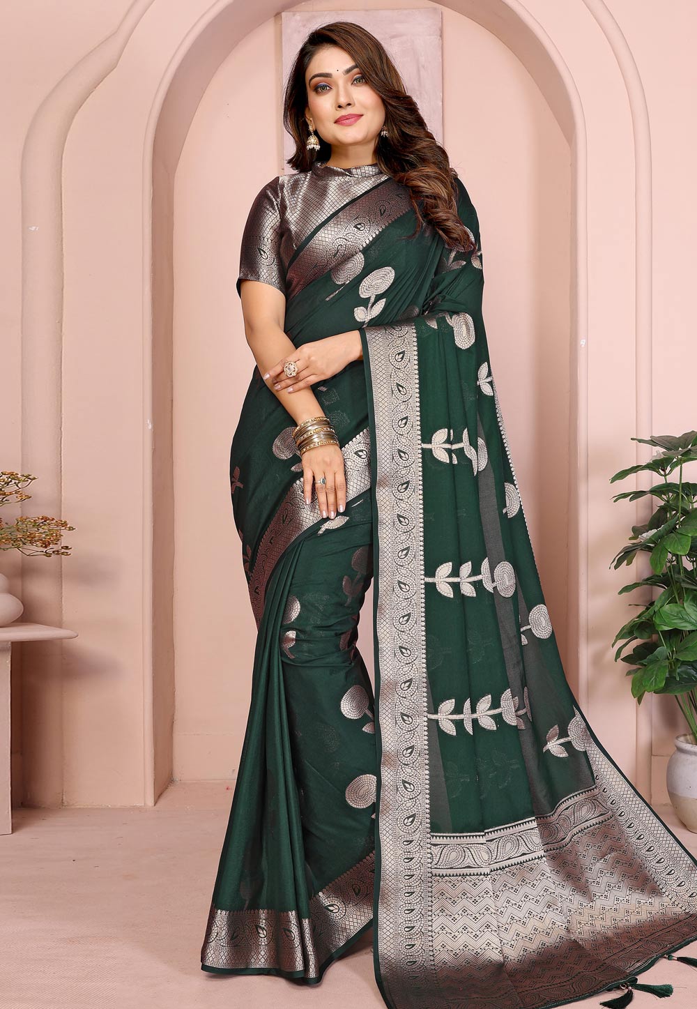 Green Georgette Saree With Blouse 312288