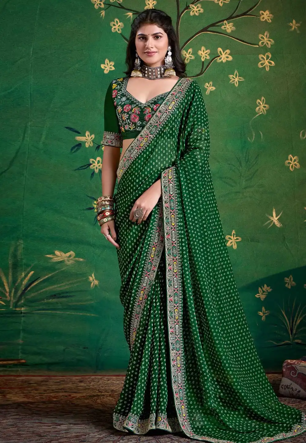 Green Georgette Saree With Blouse 319511