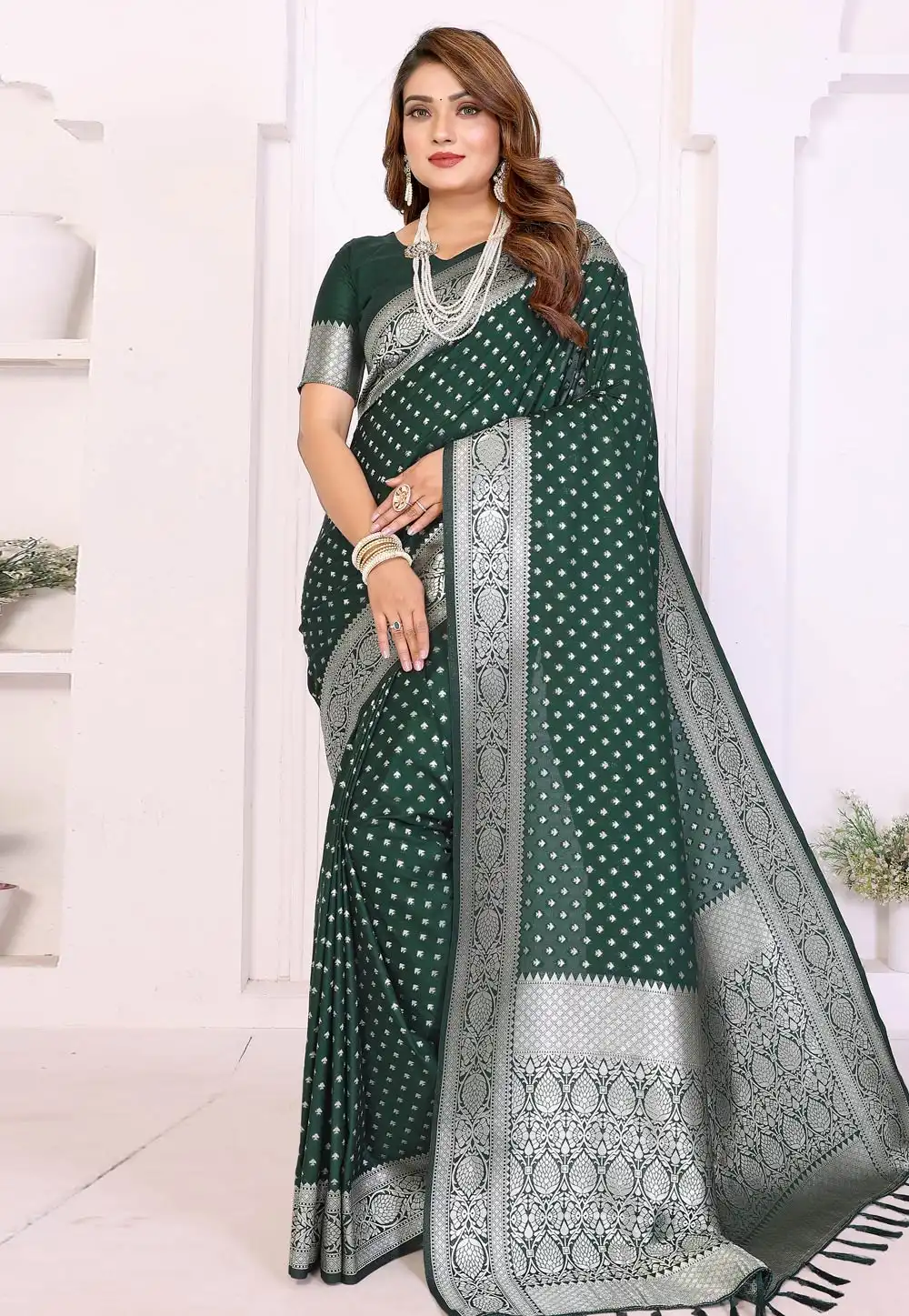 Green Georgette Saree With Blouse 321323
