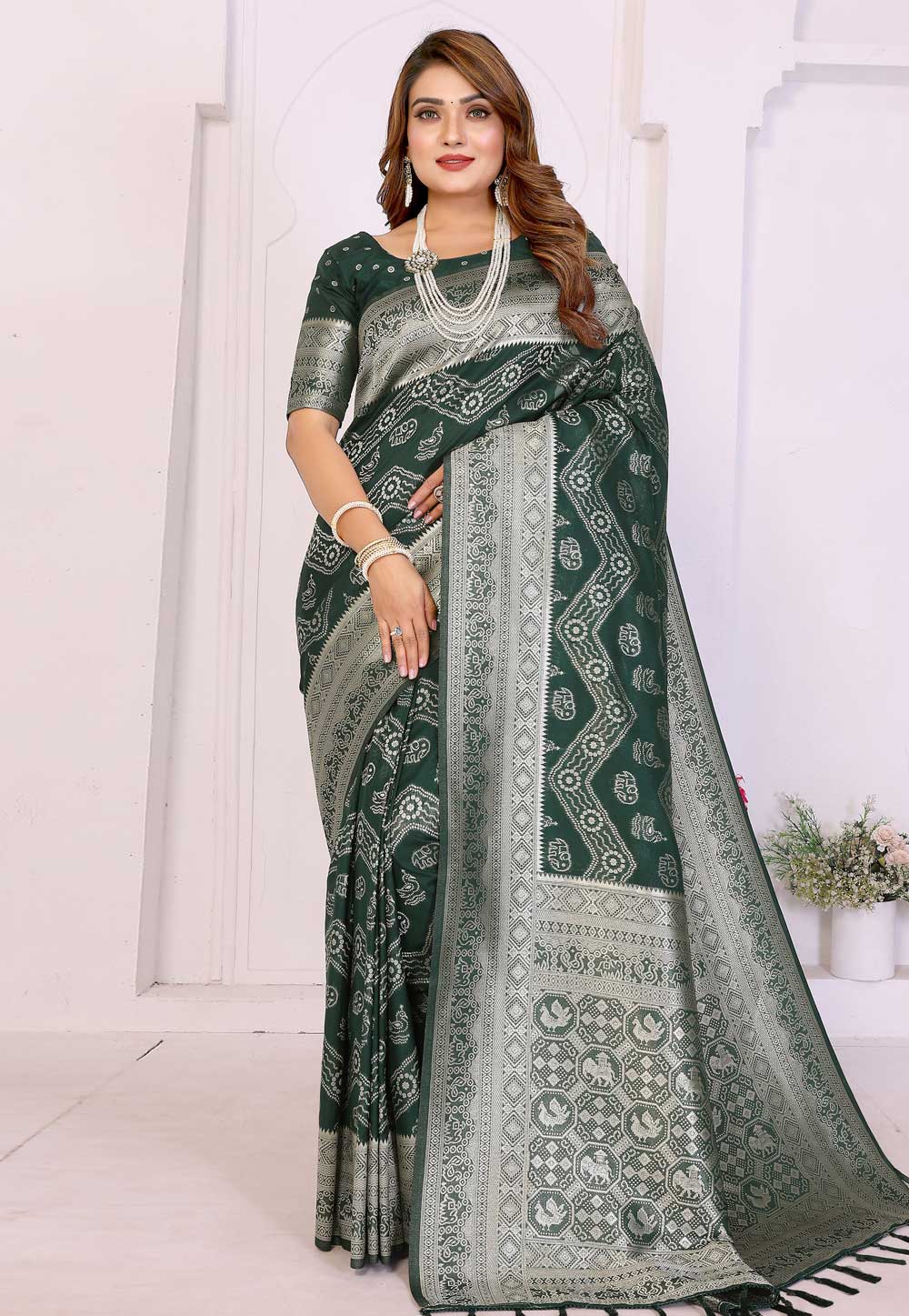 Green Georgette Saree With Blouse 321335