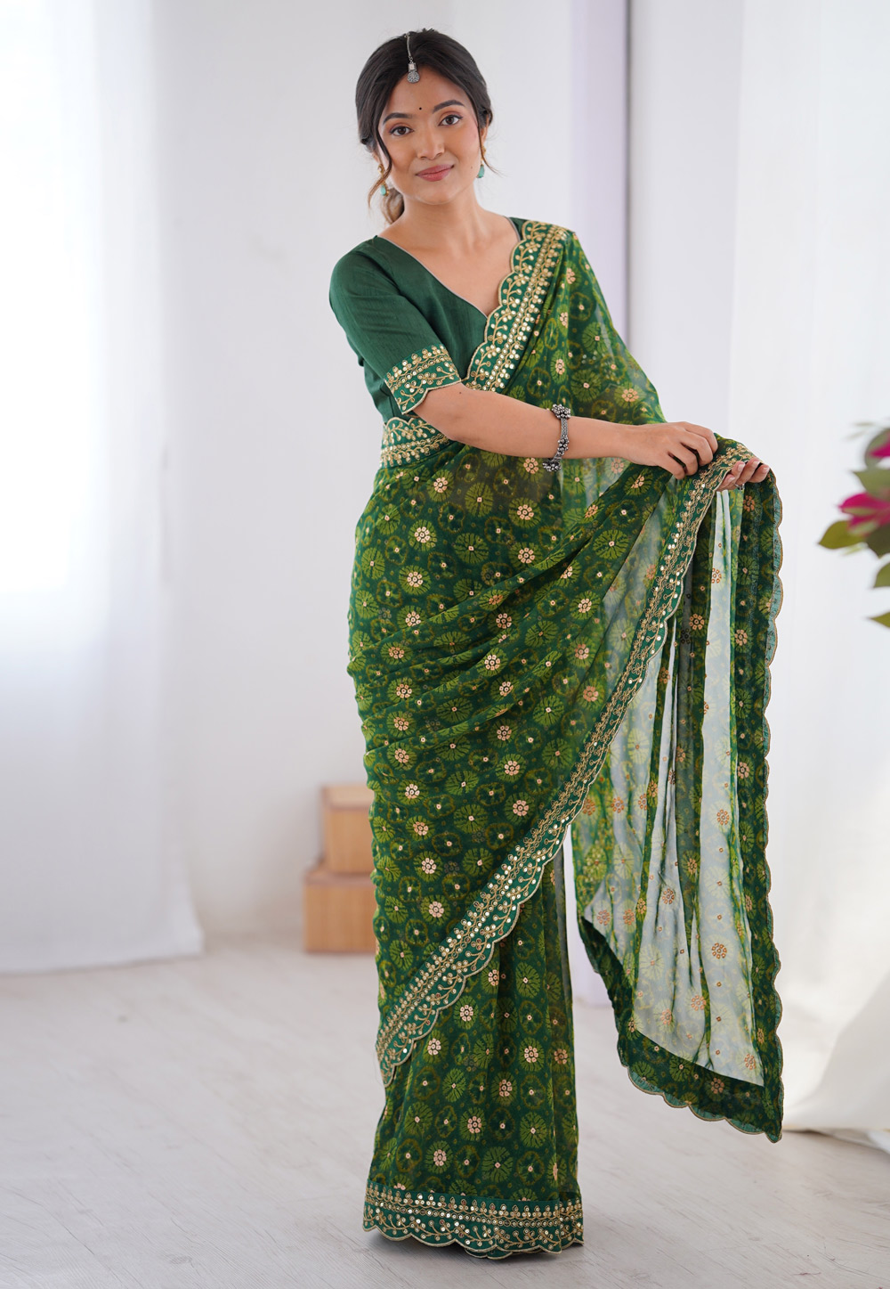 Green Georgette Saree With Blouse 311289