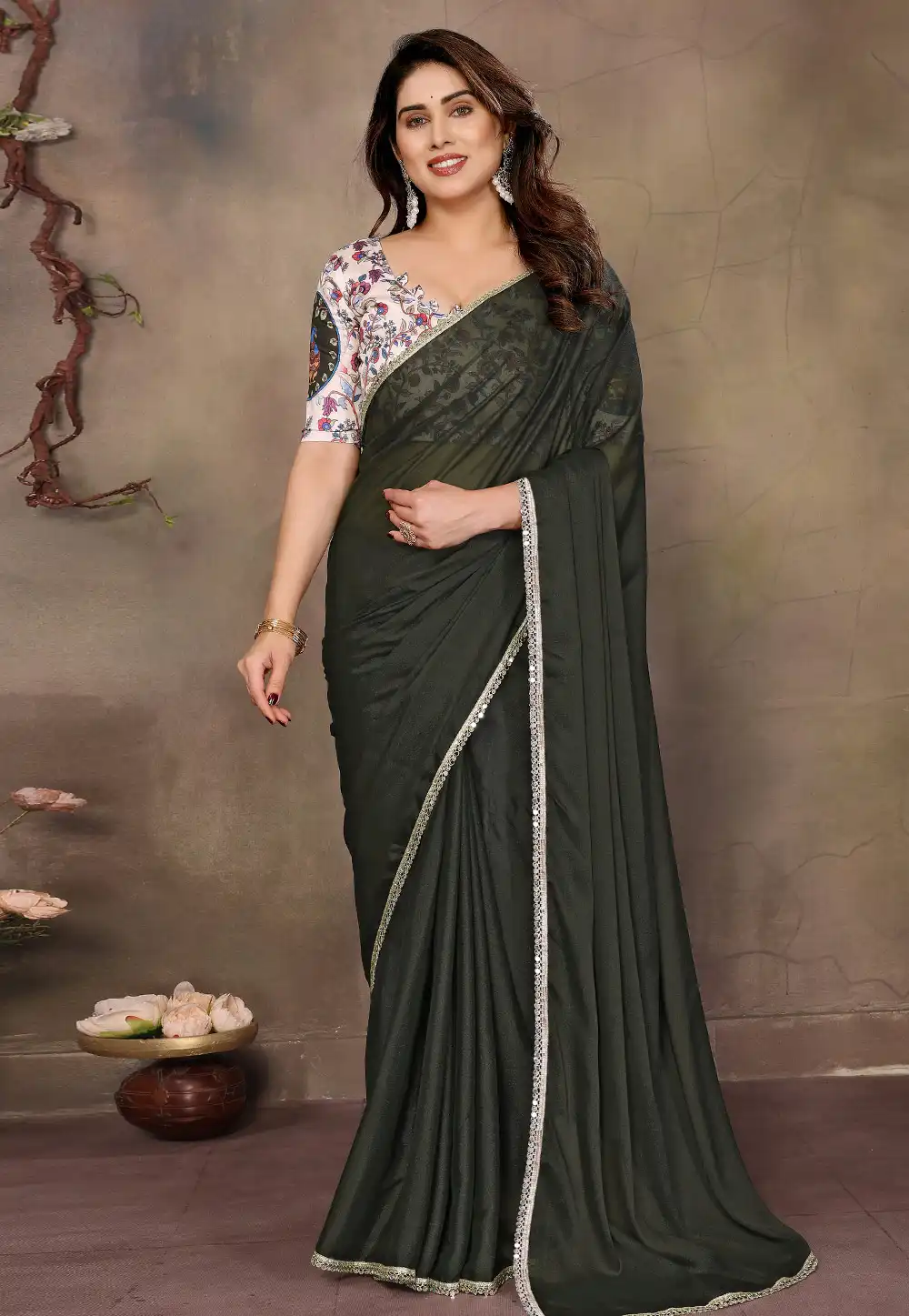 Green Georgette Saree With Blouse 312828