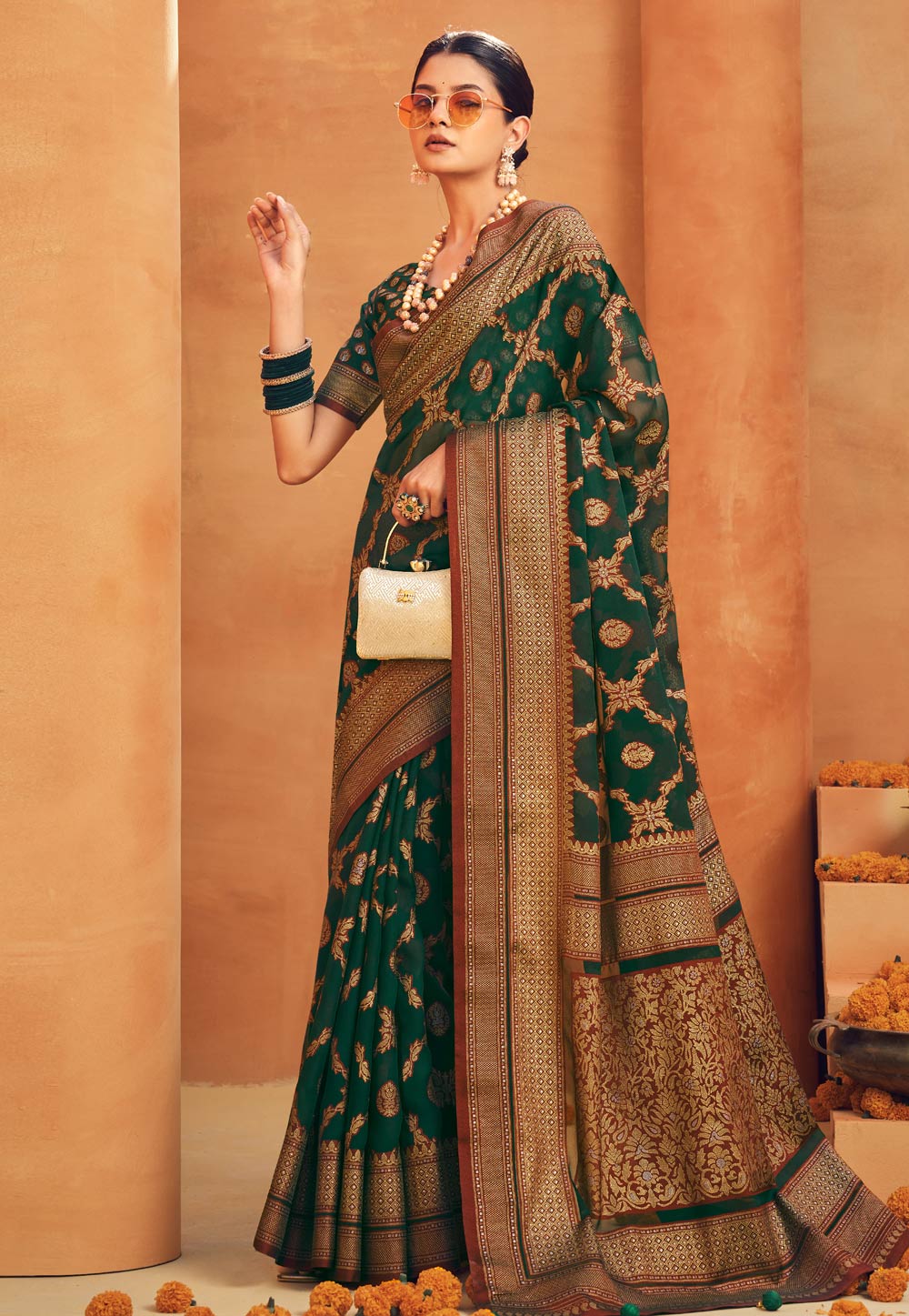 Green Georgette Saree With Blouse 306525