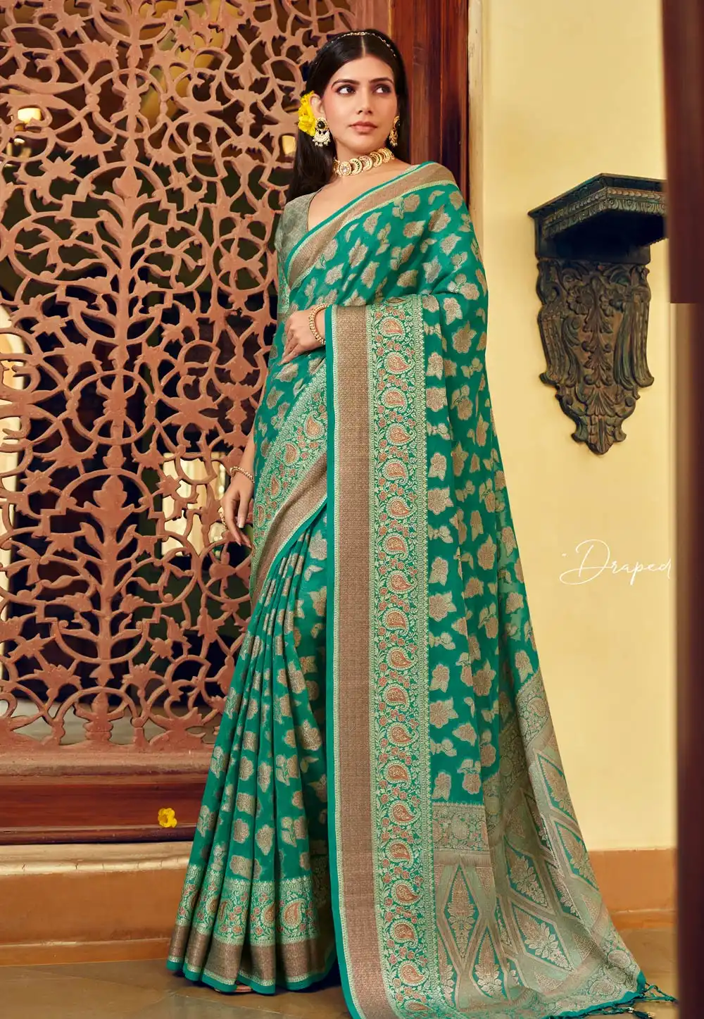 Green Georgette Saree With Blouse 318678