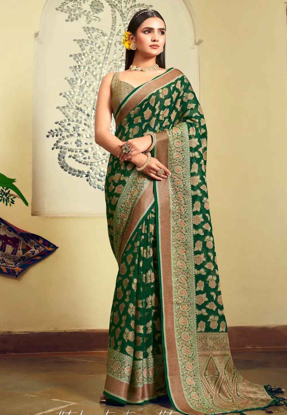 Green Georgette Saree With Blouse 318680