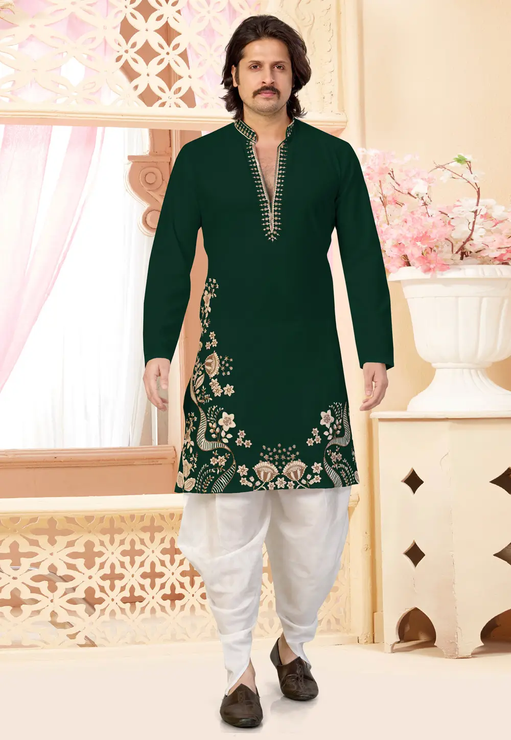 Green Lachka Dhoti Kurta 335949