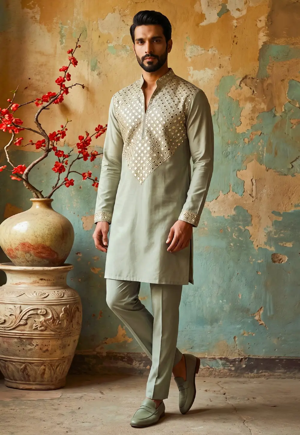 Green Lachka Kurta Pajama 335891