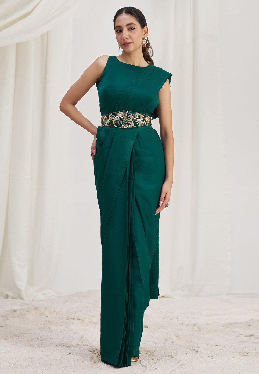 Green Organza Saree With Blouse 307260