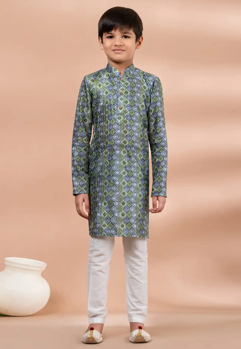 Green Polyester Kids Kurta Pajama 284126