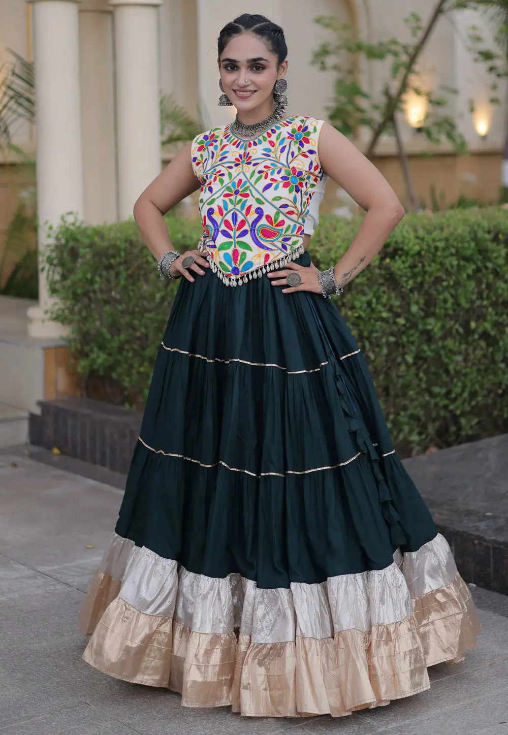 Green Rayon Navratri Chaniya Choli 333802