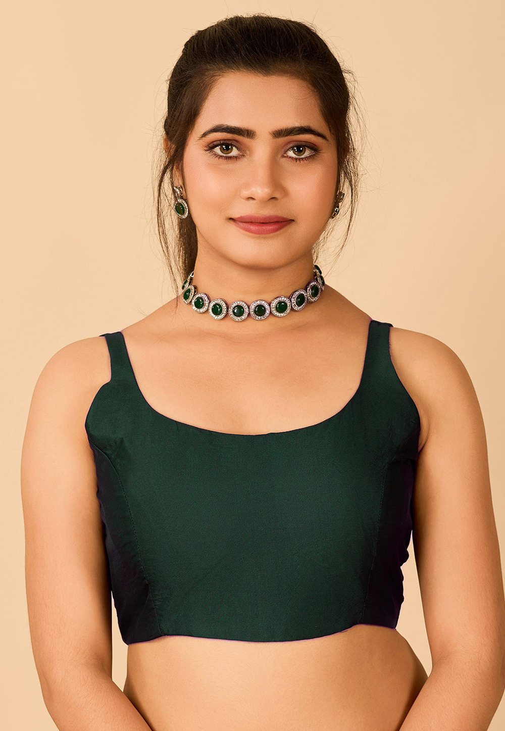Green Satin Readymade Blouse 285313