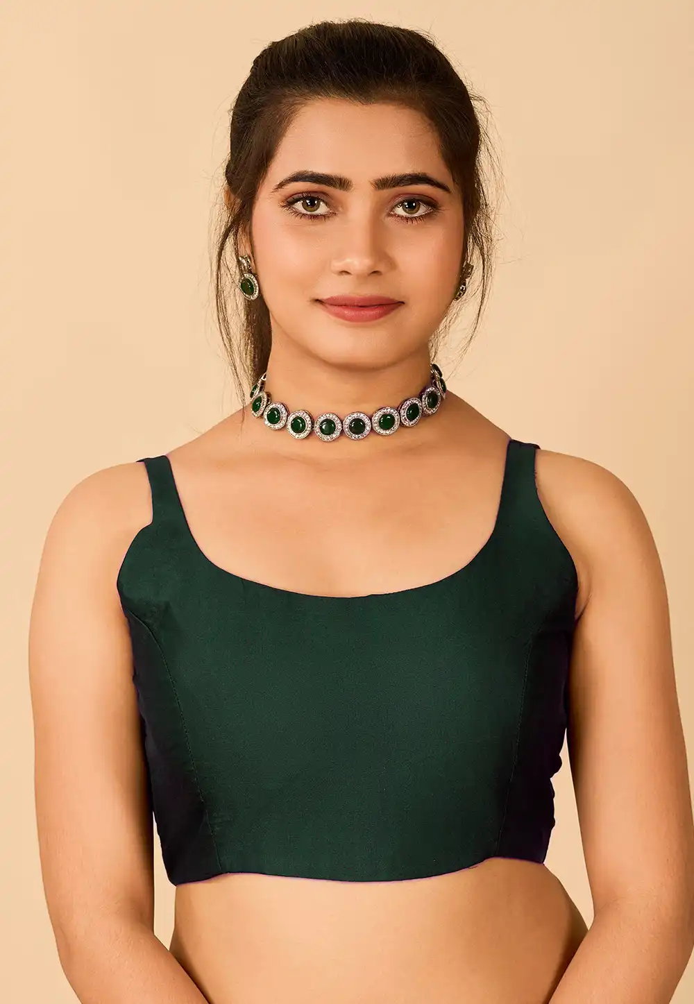 Green Satin Readymade Blouse 285313