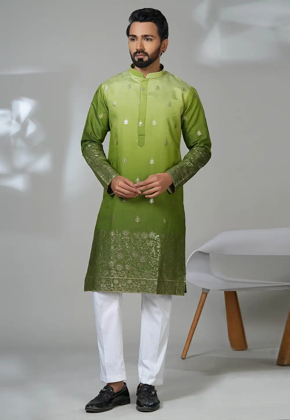 Green Shimmer Kurta Pajama 315526