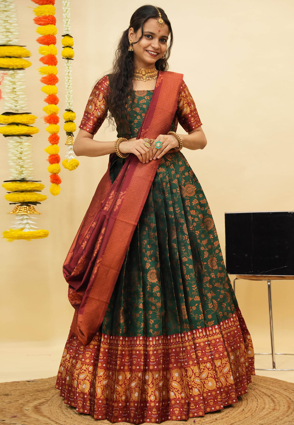 Green Silk Circular Lehenga Choli 312544