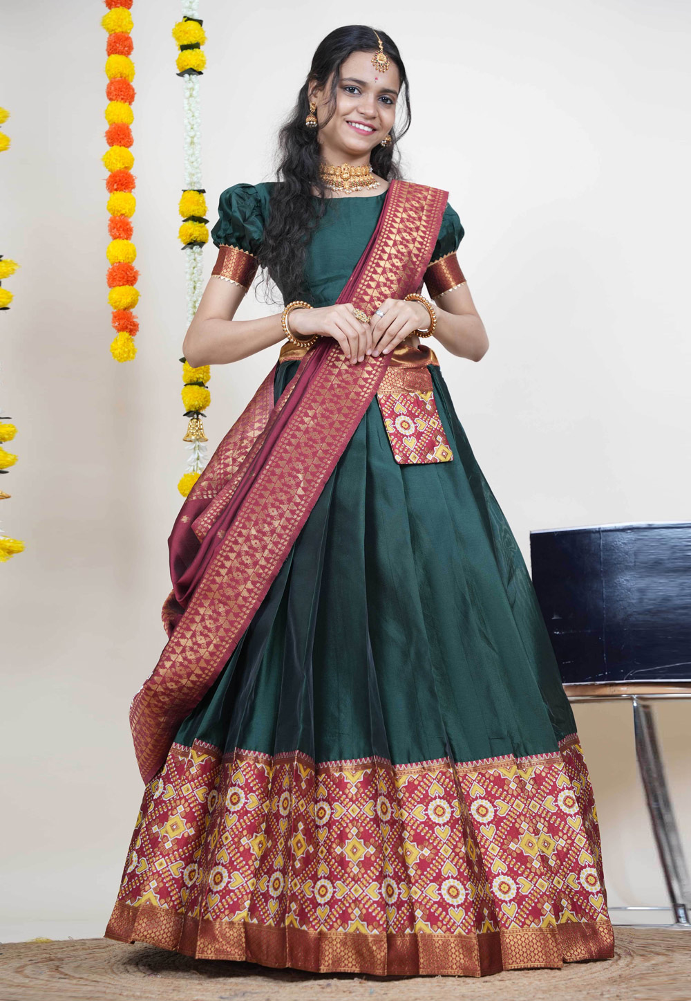 Green Silk Circular Lehenga Choli 312545