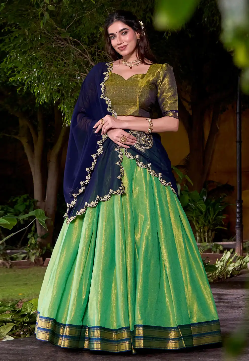 Green Silk Circular Lehenga Choli 315620