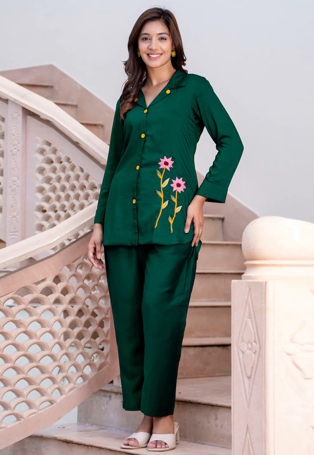 Green Silk Co-Ords Set 308778