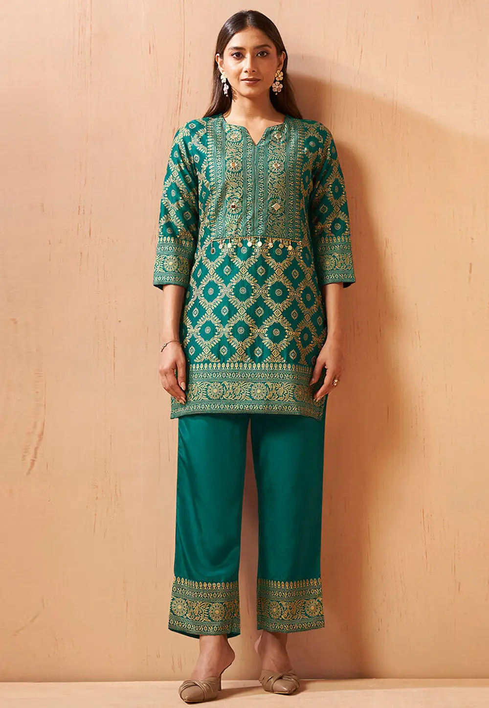 Green Silk Co-Ords Set 334173
