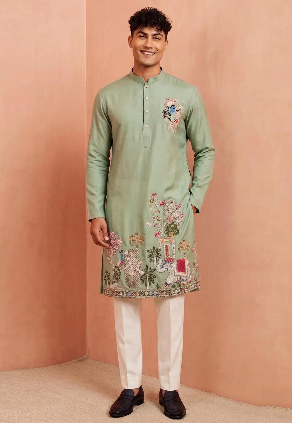 Green Silk Kurta Pajama 333858