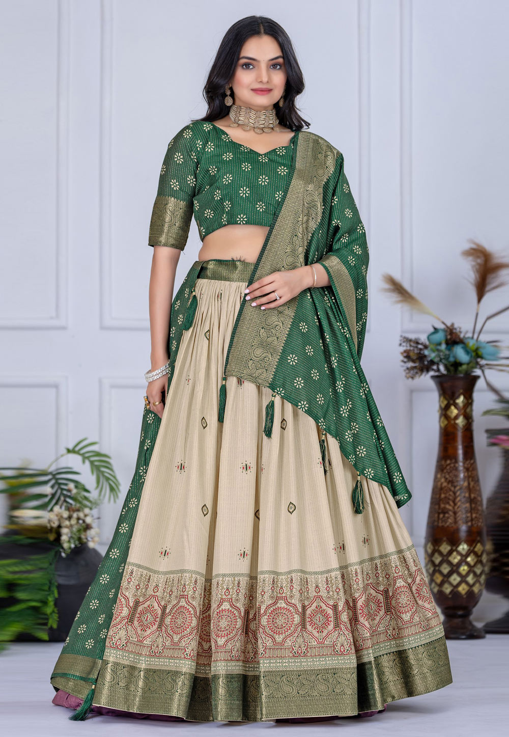 Green Silk Lehenga Choli 311406