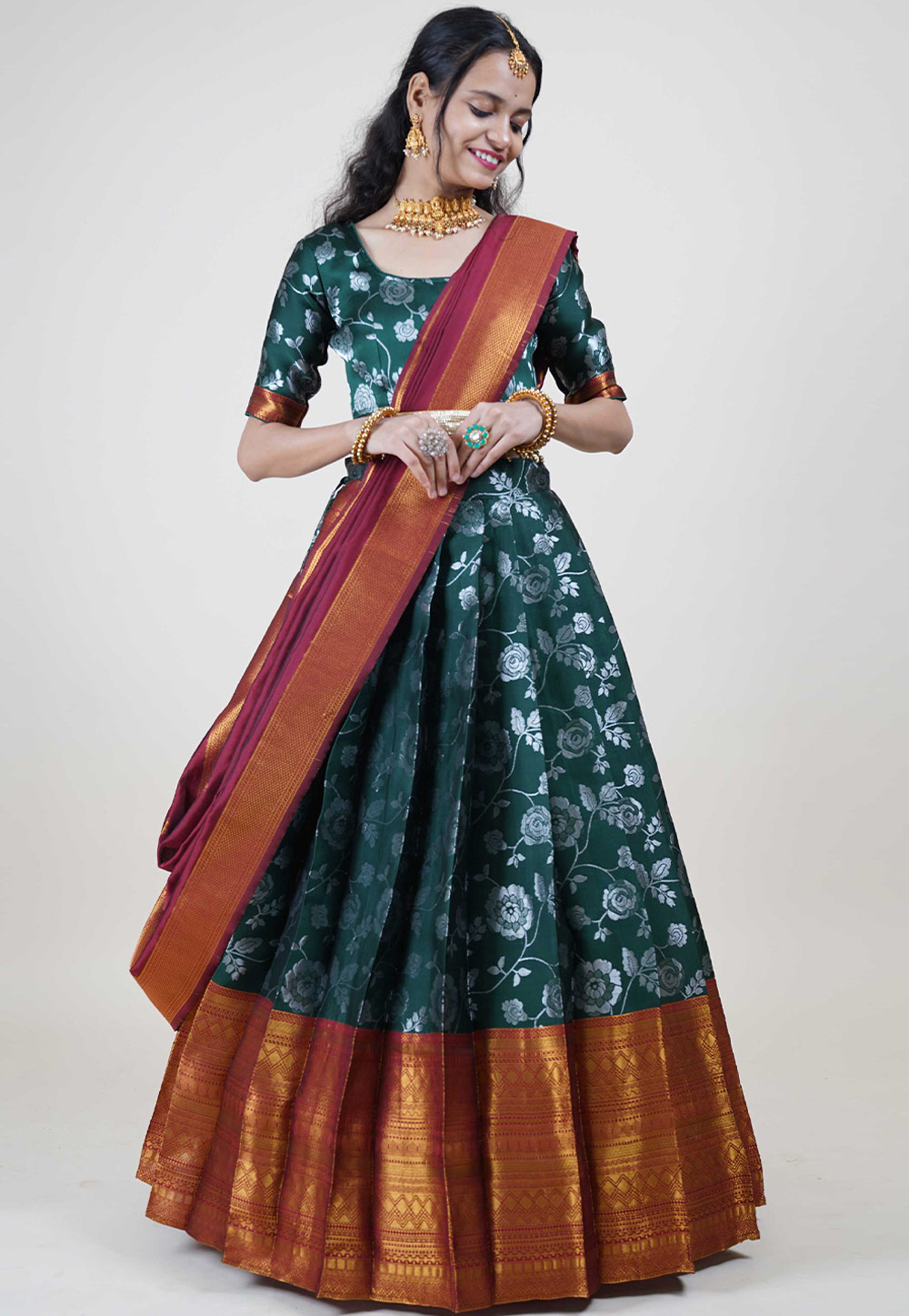 Green Silk Lehenga Choli 284364