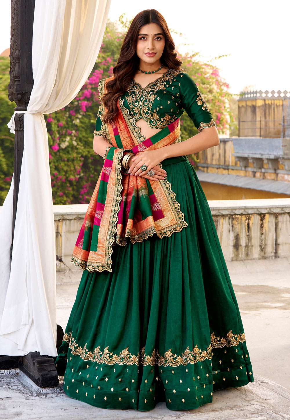Green Silk Lehenga Choli 323924