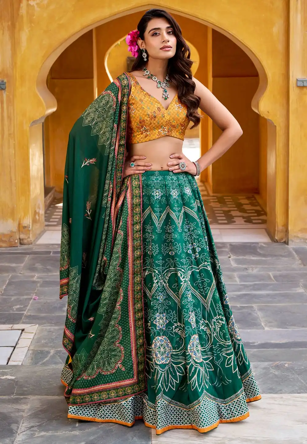 Green Silk Lehenga Choli 324171