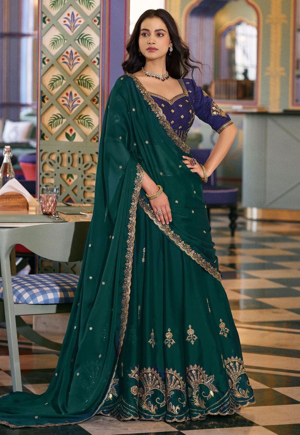 Green Silk Lehenga Choli 329001