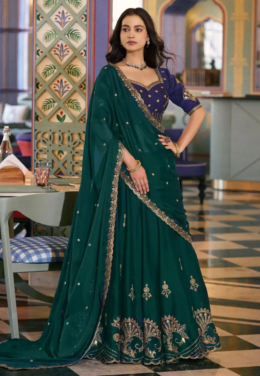 Green Silk Lehenga Choli 329001