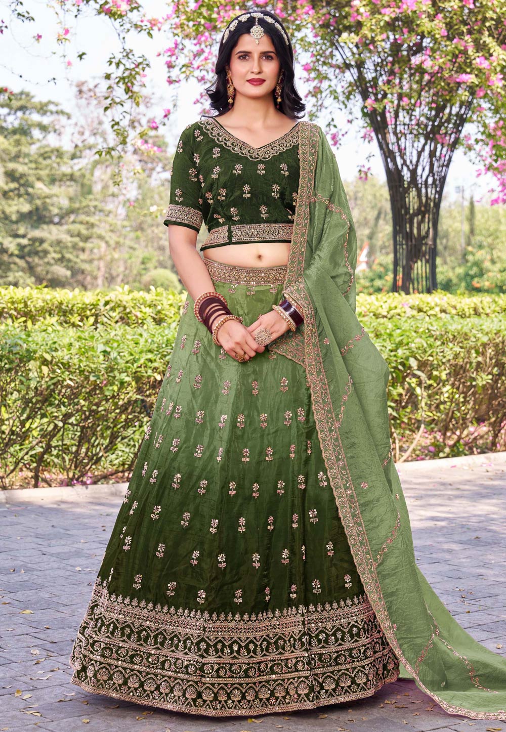 Green Silk Lehenga Choli 307511
