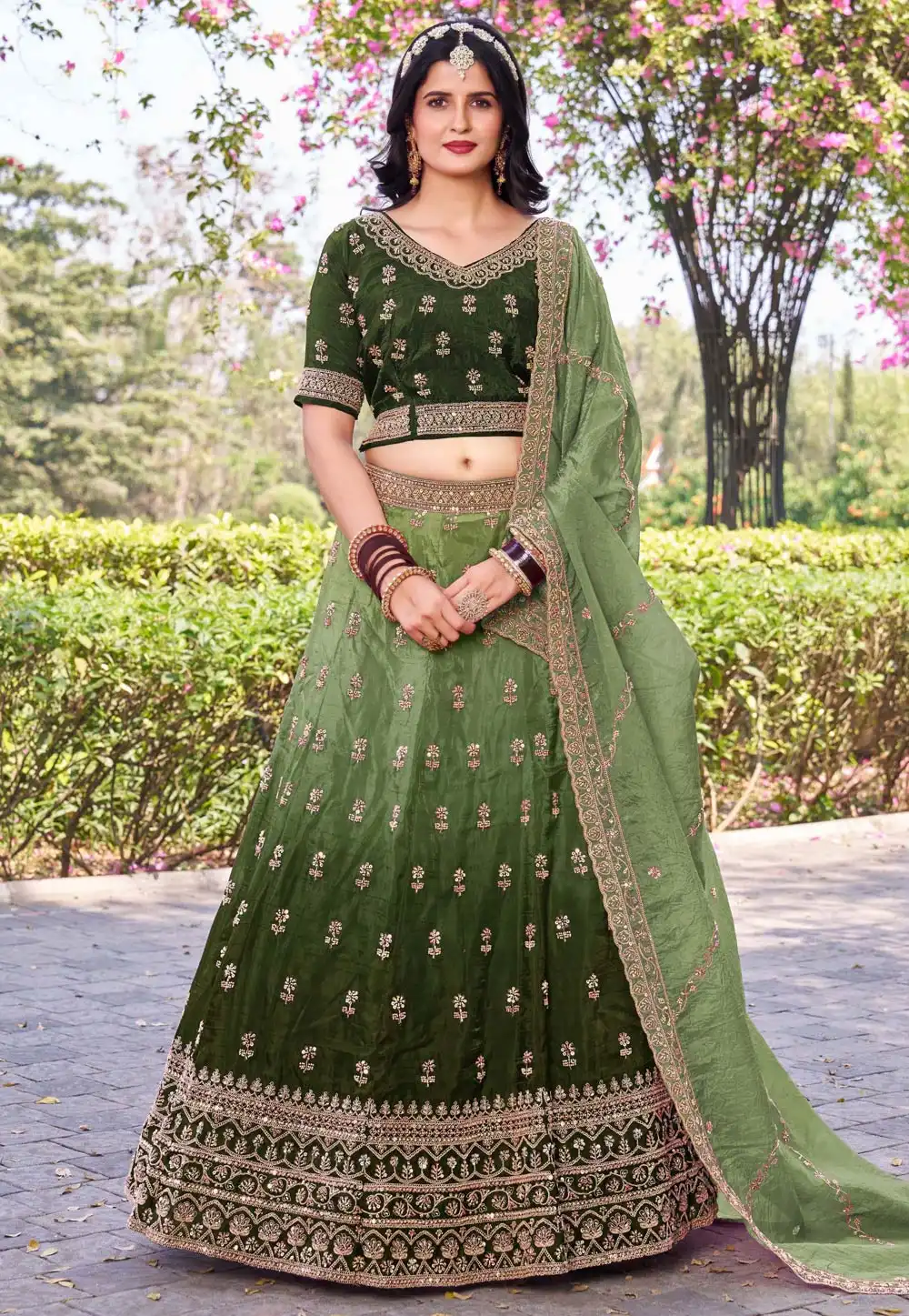 Green Silk Lehenga Choli 307511