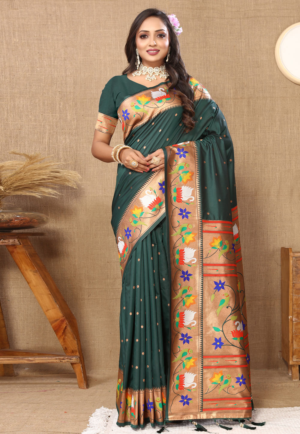 Green Silk Paithani Saree 308361