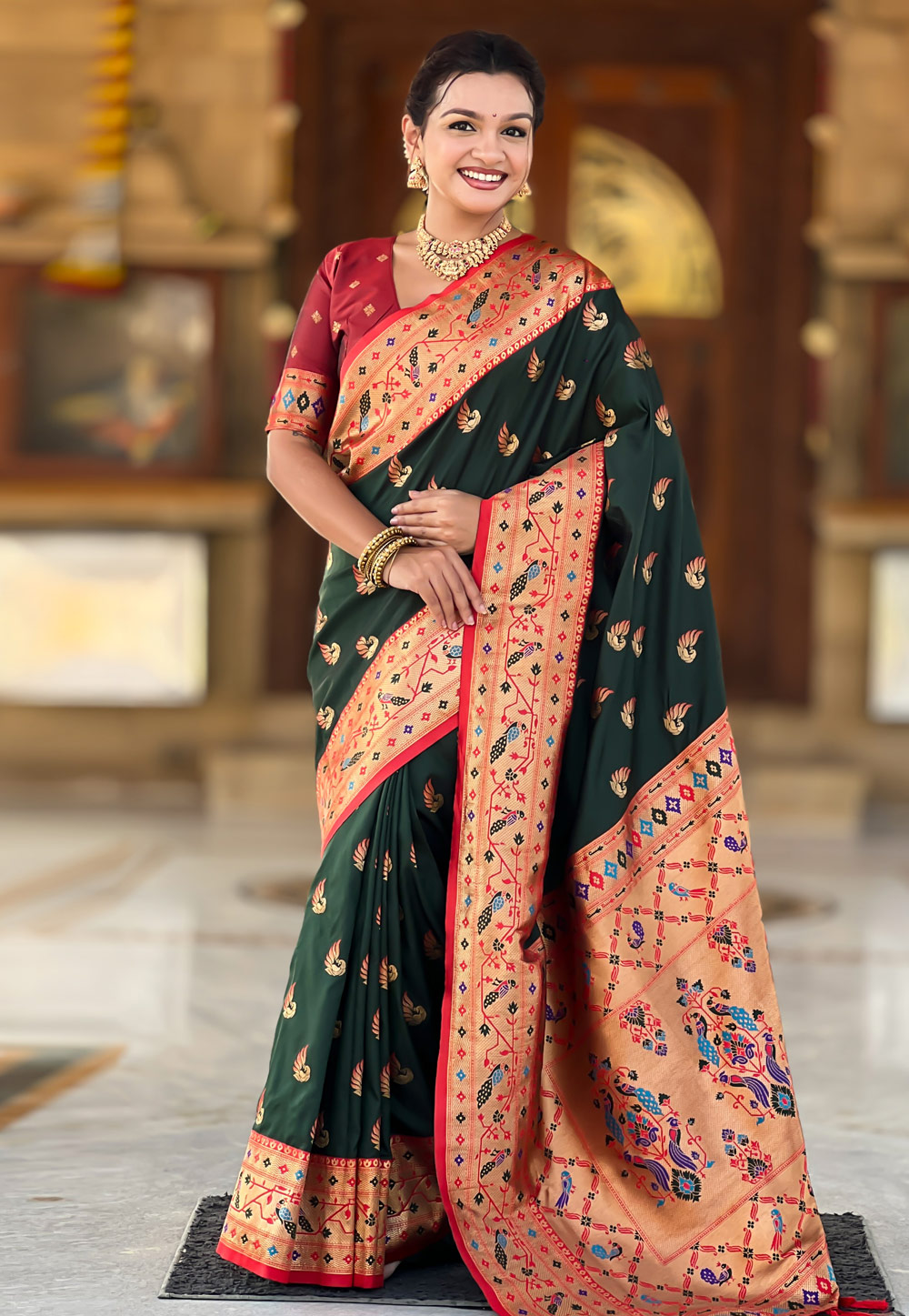 Green Silk Paithani Saree 321974