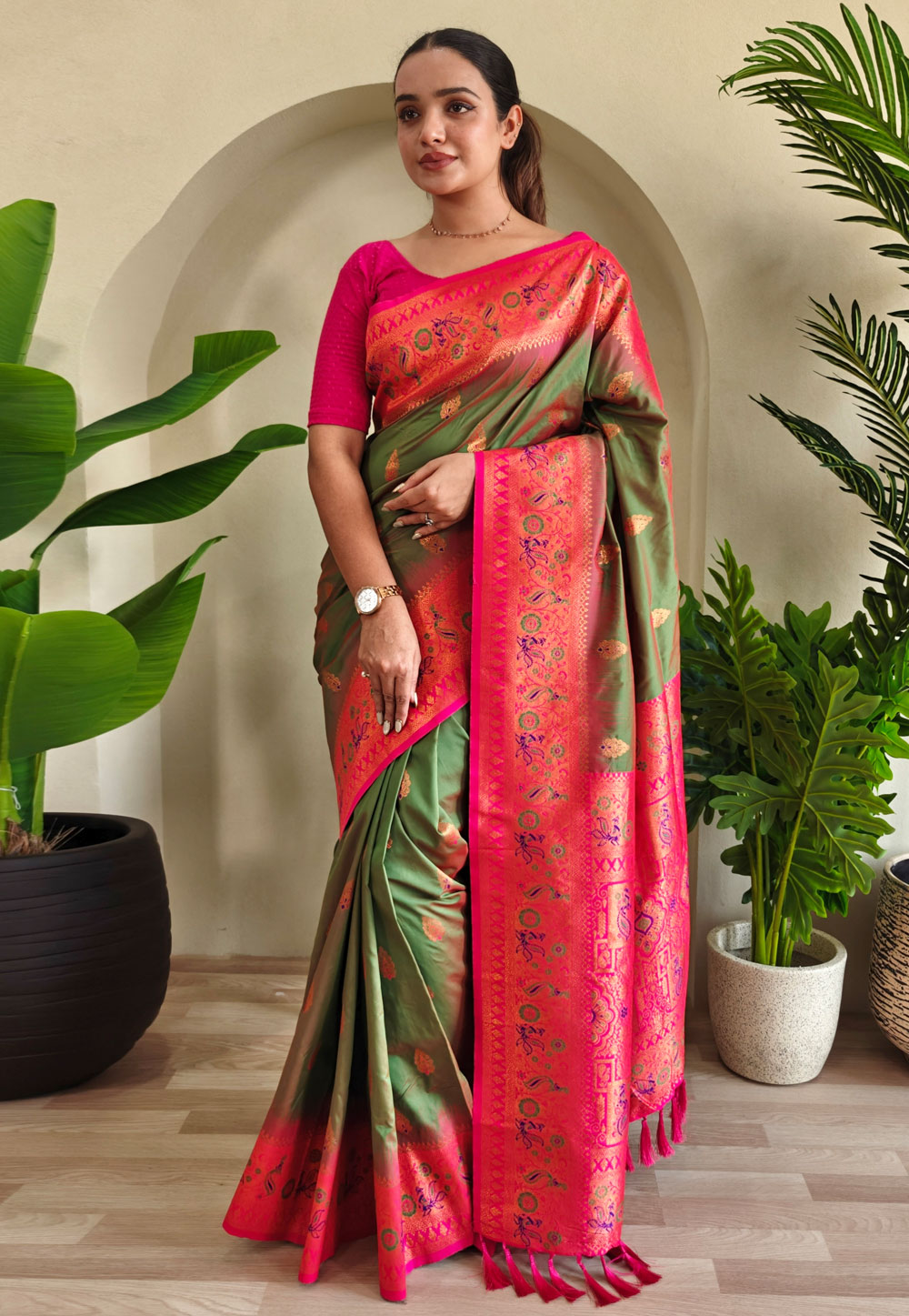 Green Silk Paithani Saree 307971
