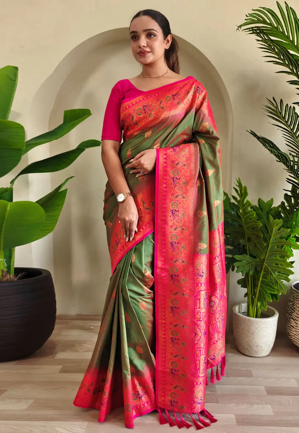Green Silk Paithani Saree 307971