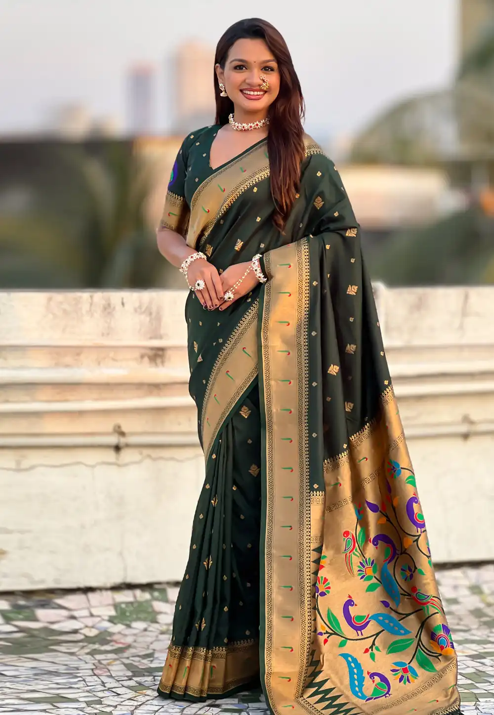Green Silk Paithani Saree 323040