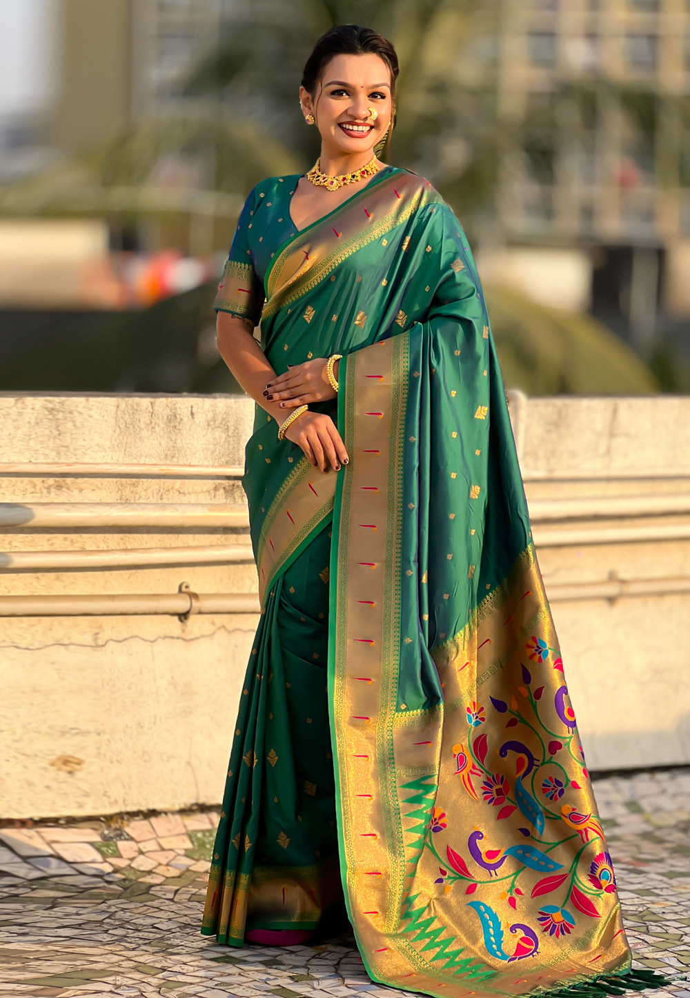 Green Silk Paithani Saree 323044