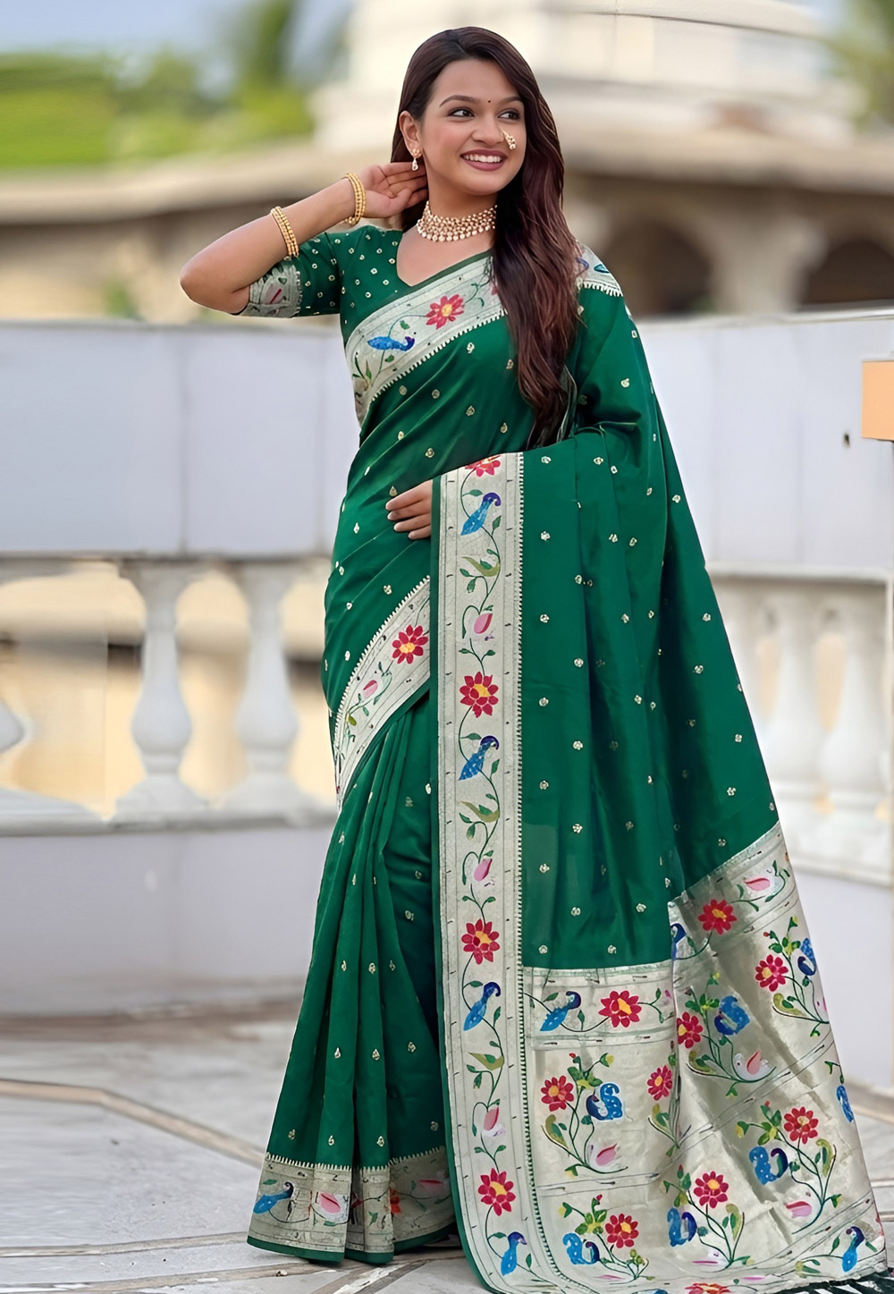 Green Silk Paithani Saree 328043