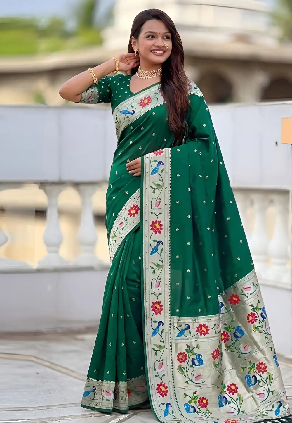 Green Silk Paithani Saree 328043