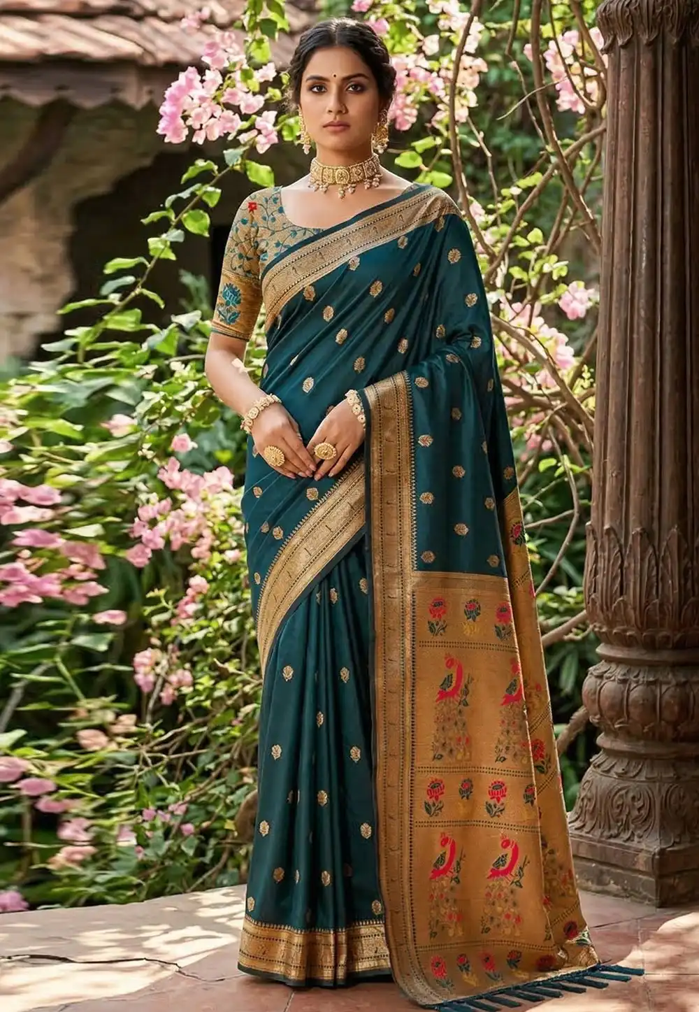 Green Silk Paithani Saree 329501