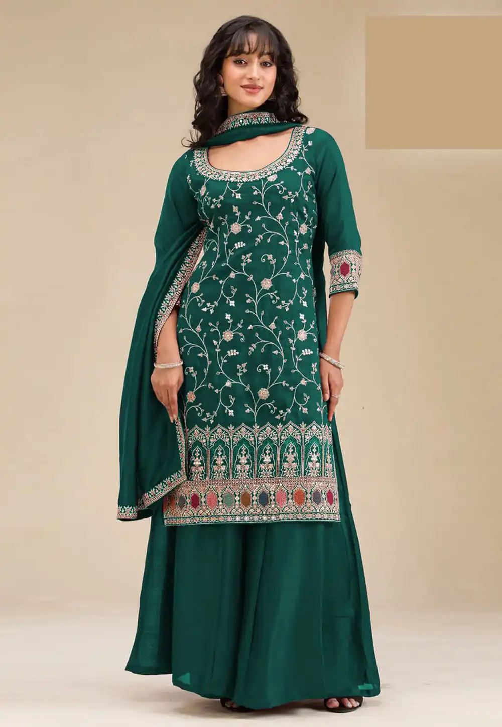 Green Silk Palazzo Suit 317290