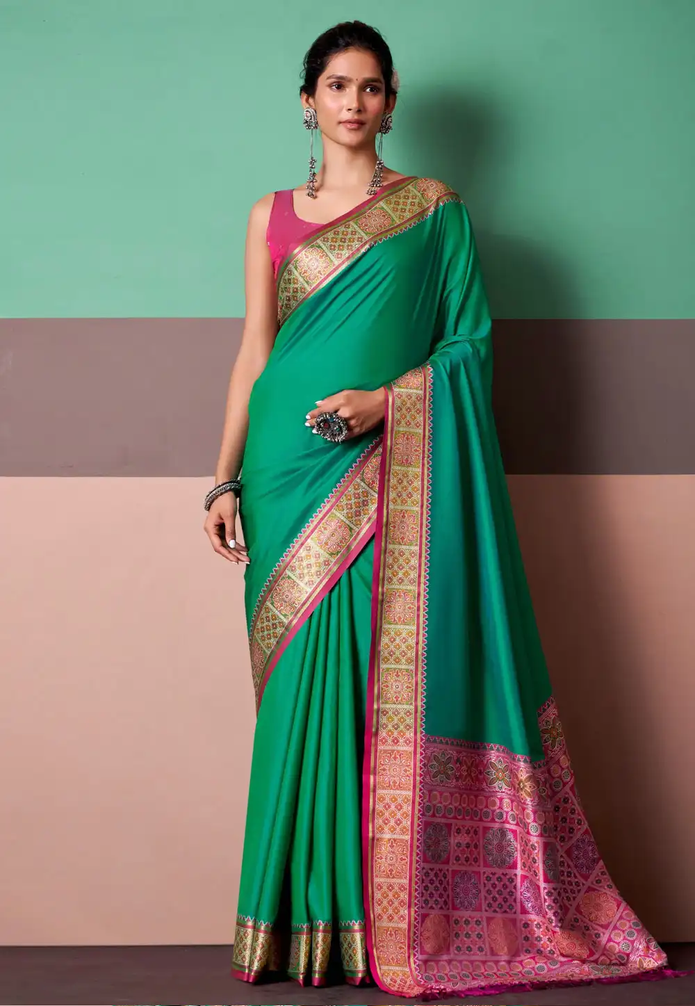 Green Silk Patola Saree 328187